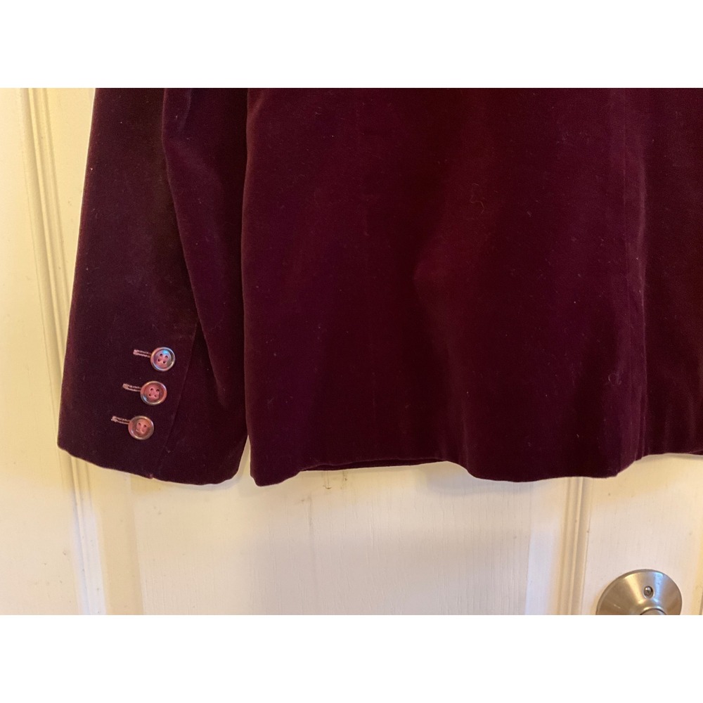 Butterfly Prestige Sportswear Vintage Velvet Blazer Plum Burgundy Cotton Size 10 - Picture 6 of 8